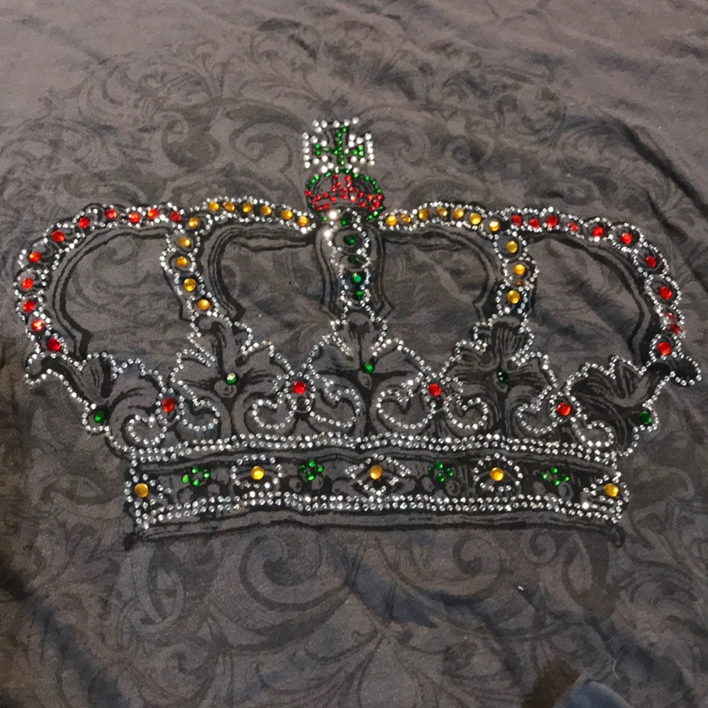 Xl Jr size long sleeve rinestone crown top